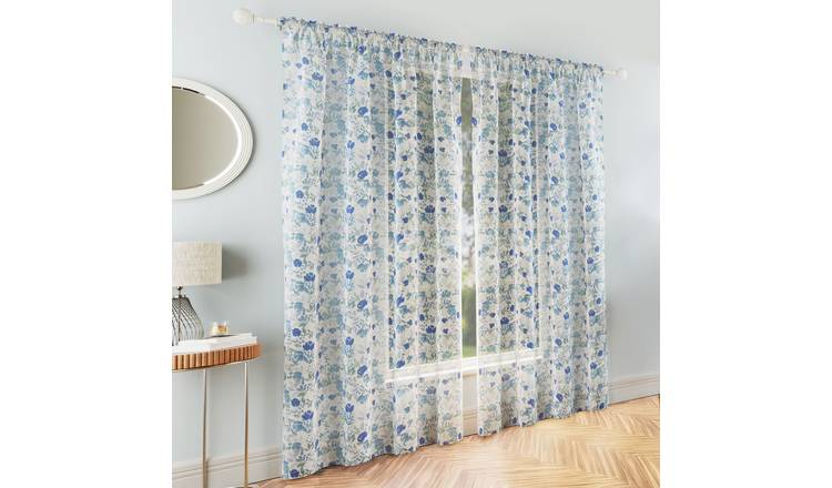Tyrone Textiles Mia Rod Pocket Voile Panels - 140 x 122cm - Blue