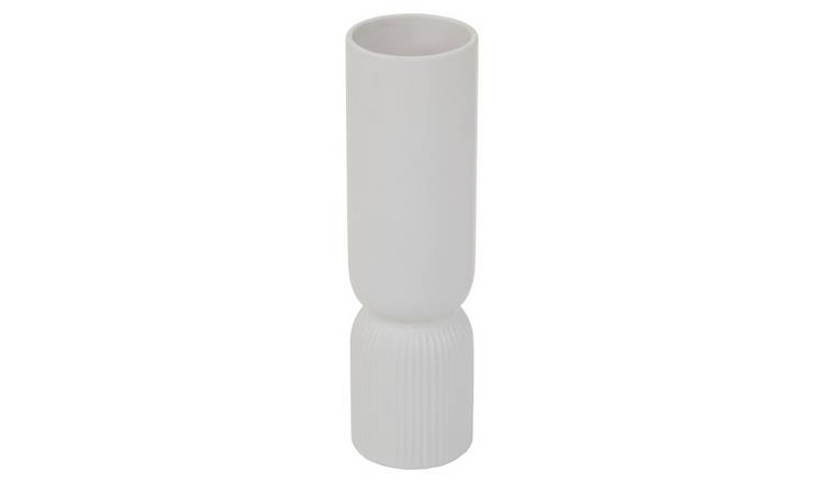 Orsina Fia Ribbed Ceramic Vase - White