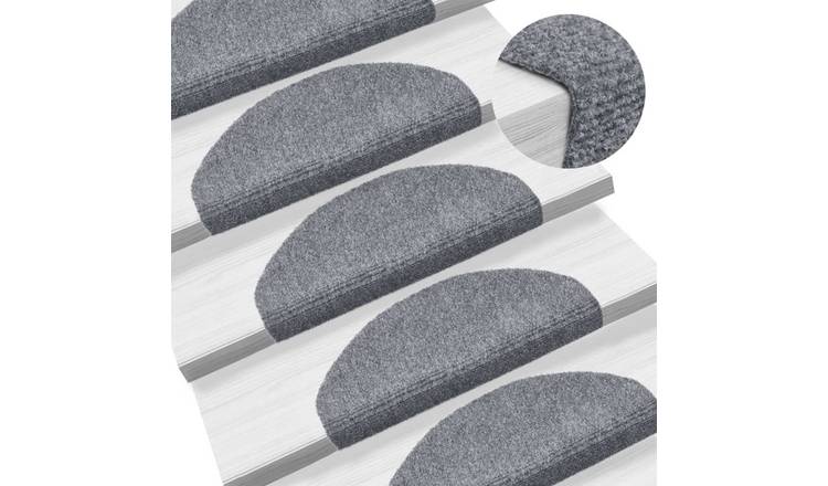 Walplus Pack of 5 Self-Adhesive Half Round Stair Mats - Light Grey - 65 x 21 cm