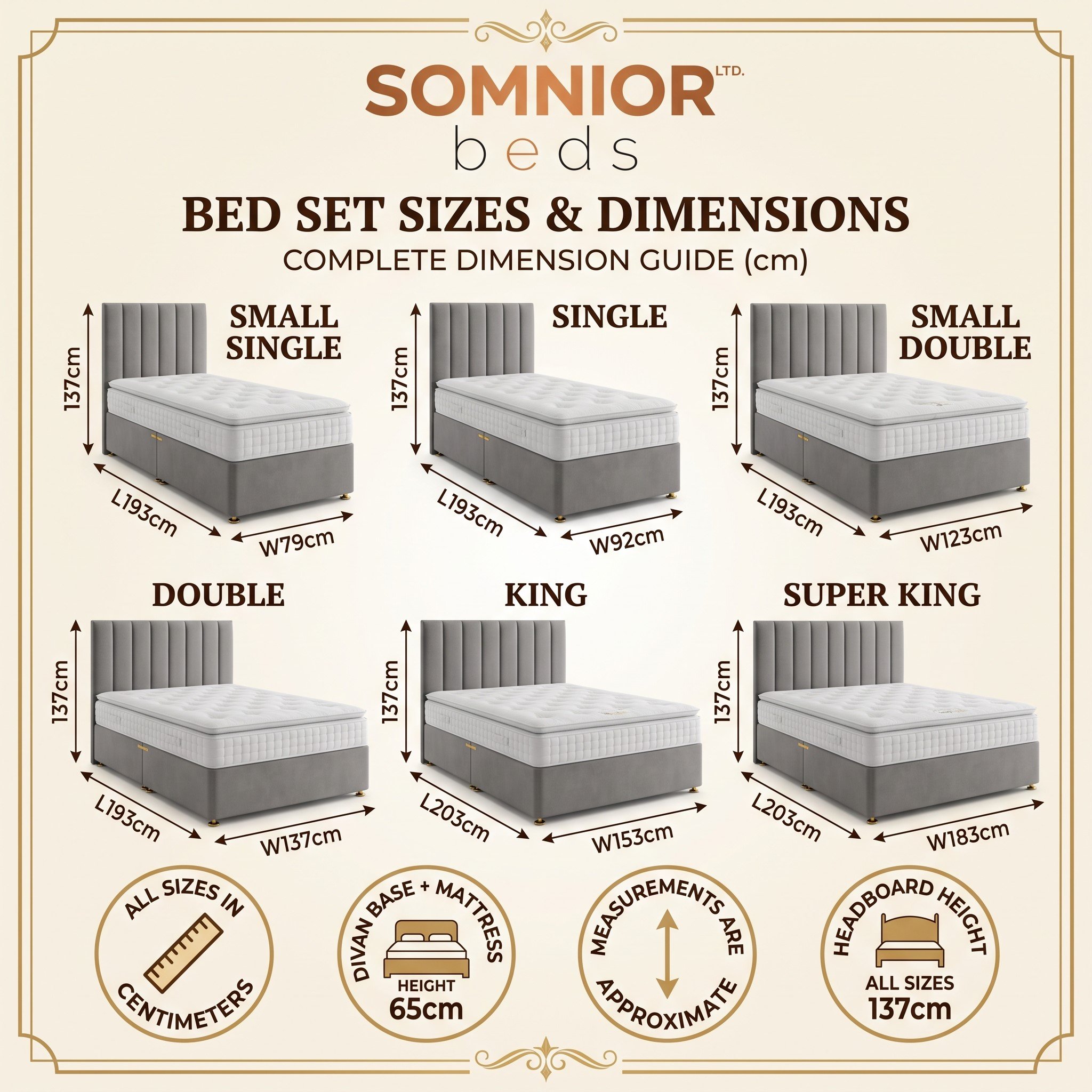 Somnior Regent Linen Small Single Pocket Mattress Divan Bed Set - Beige - Image 9