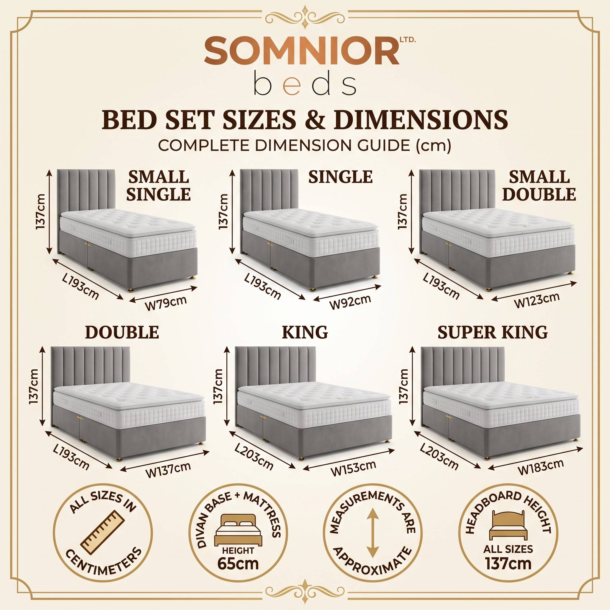 Somnior Regent Linen Small Single Pocket Mattress Divan Bed Set - Beige - Image 9