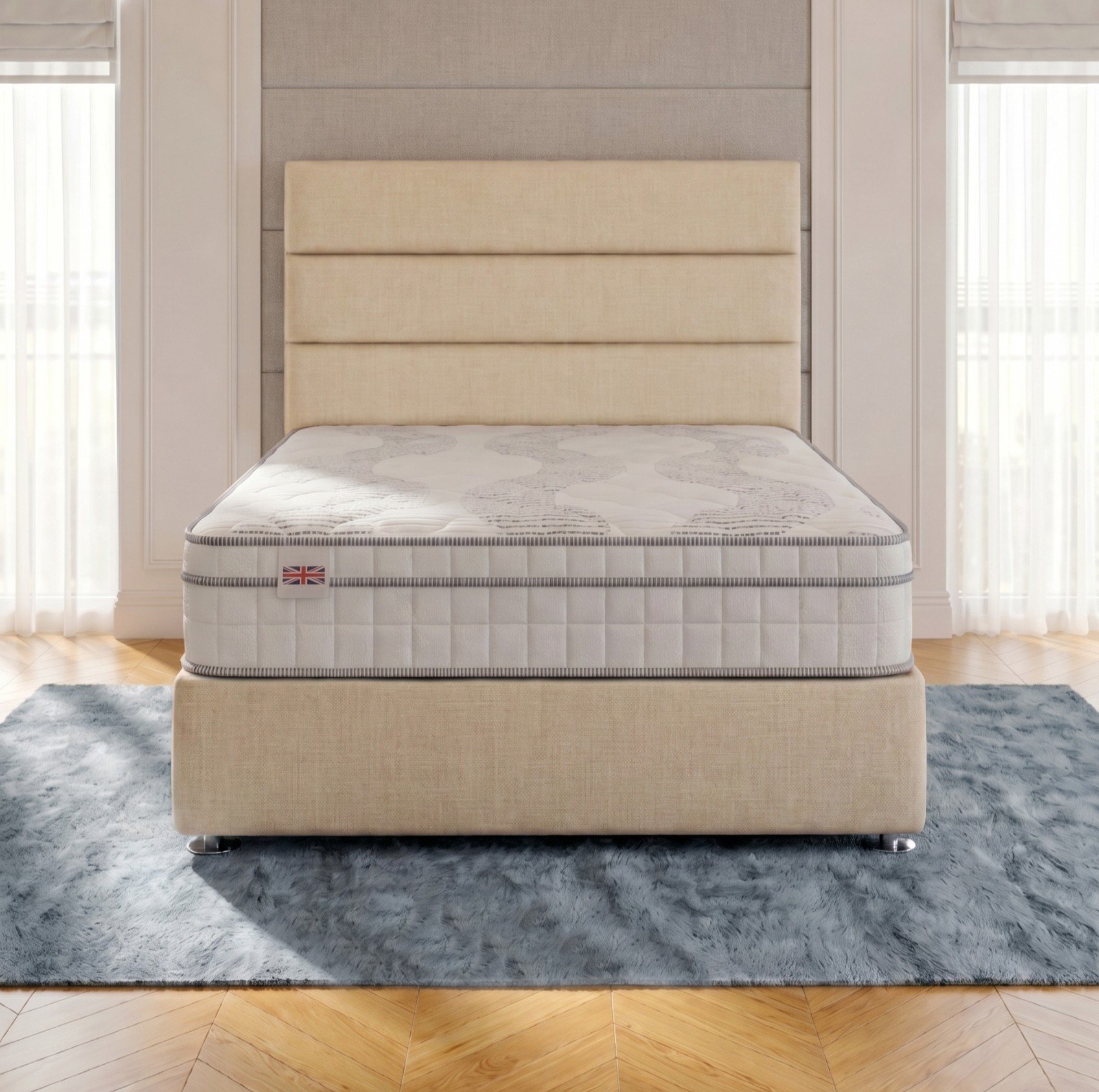 Somnior Regent Linen Small Single Pocket Mattress Divan Bed Set - Beige - Image 2