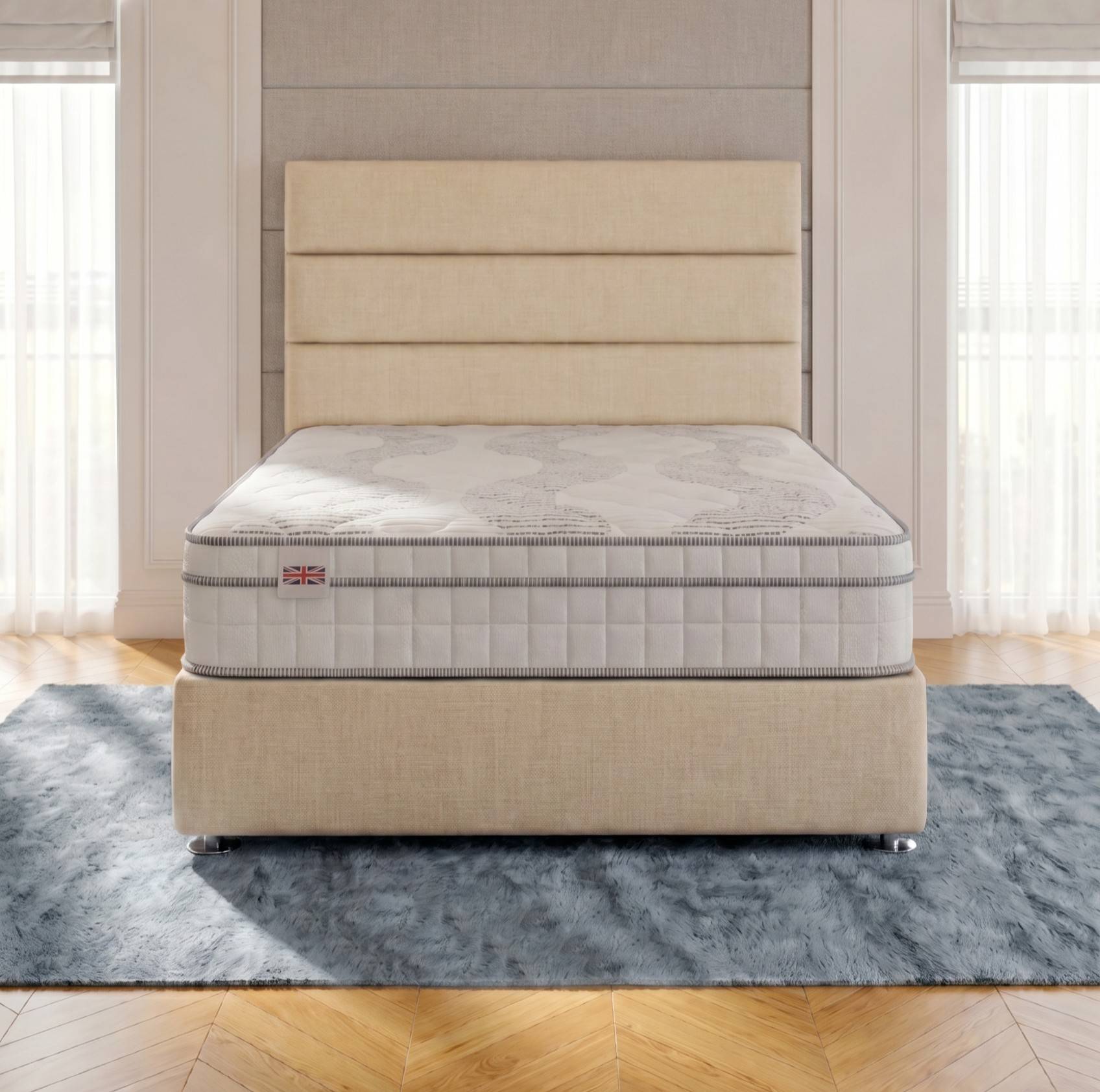 Somnior Regent Linen Small Single Pocket Mattress Divan Bed Set - Beige - Image 2