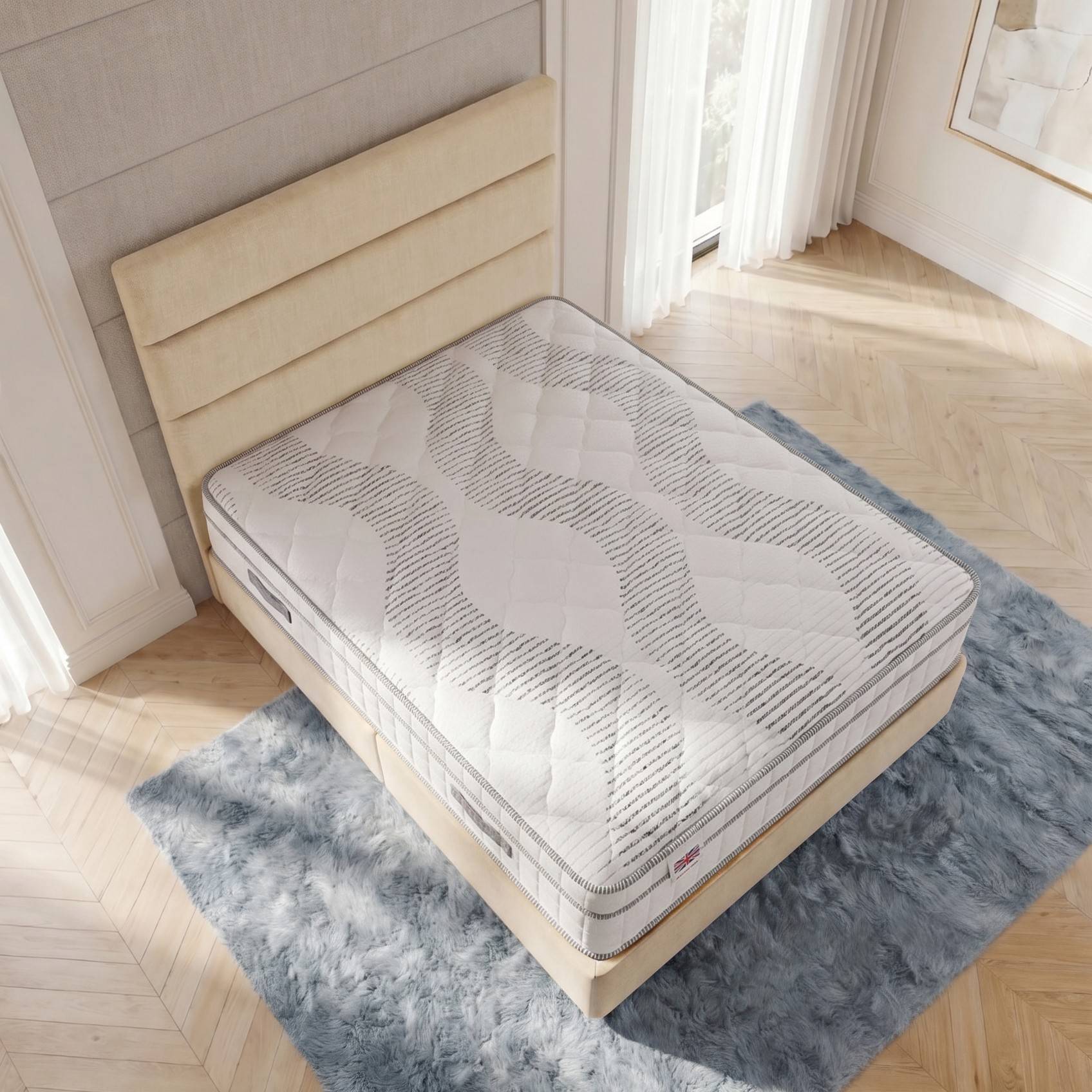Somnior Regent Linen Small Single Pocket Mattress Divan Bed Set - Beige - Image 3