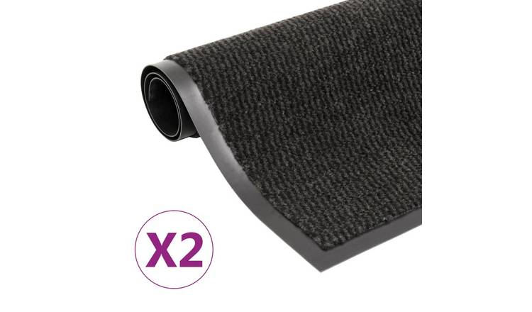 Walplus Pack of 2 Rubber Mat - Black - 90 x 150 cm