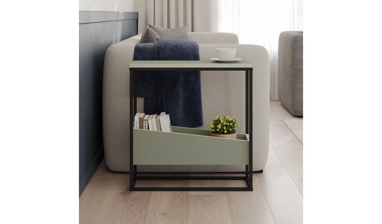 Decortie Lido Angled Open Storage Side Table - Sage Green