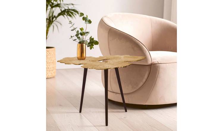 Orsina Aluminium Prato Gingko Top Side Table – Black and Gold