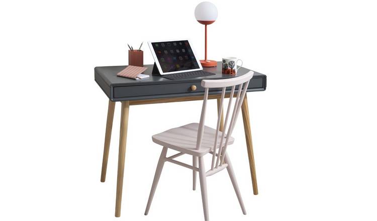 Noa & Nani Frank Desk With 1 Drawer - Dark Grey & Natural Pine