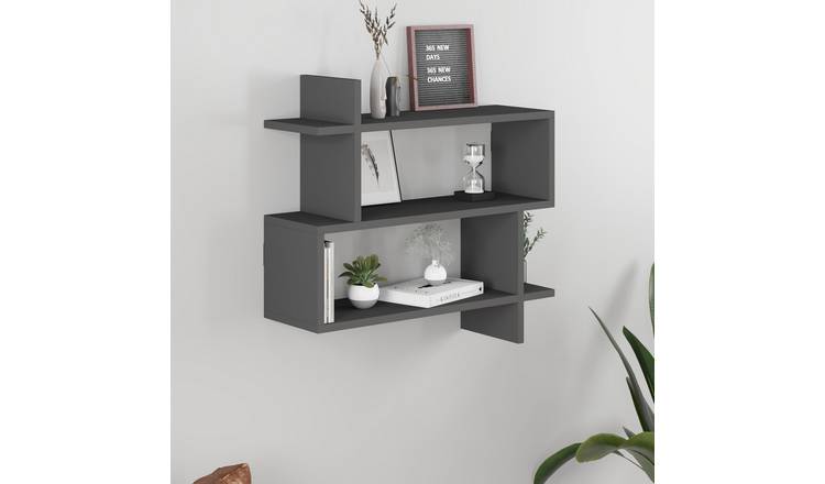 Decortie Paralel Particleboard Floating Wall Shelf - Anthracite