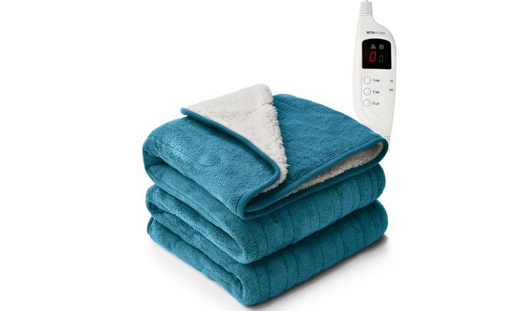 MONHOUSE Single Heated Electric Throw with 9 Heat Setting - Teal