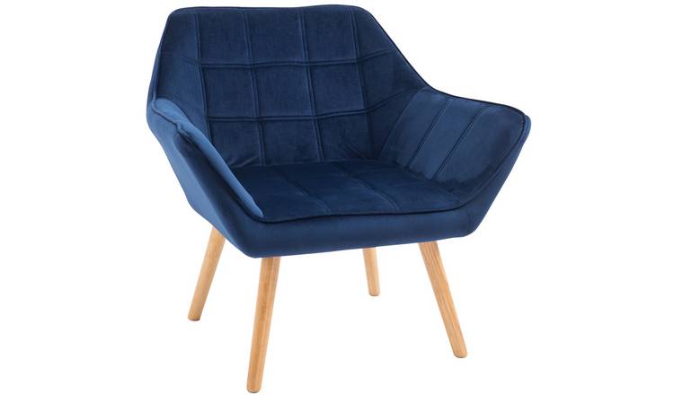 HOMCOM Velvet Accent Chair with Flared Armrests and Armrest - Blue