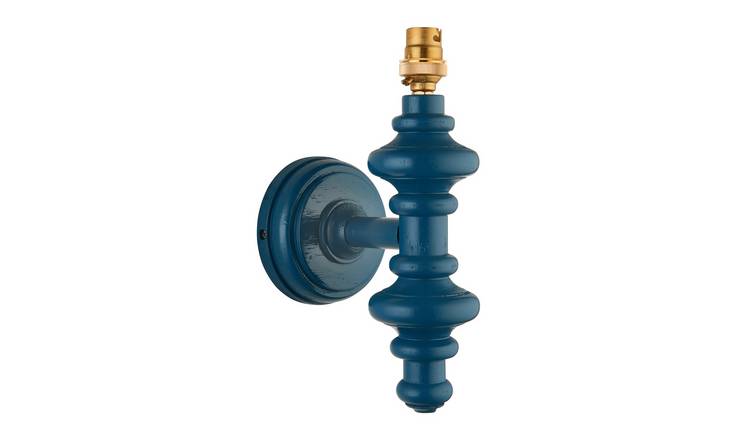 Loops Direct Wood and Brass Wall Light - Satin Marlin Blue
