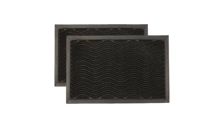 Nicola Spring Heavy Duty Door Mats 60 x 40cm Pack of 2 - Black