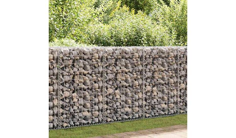 Walplus Galvanised Steel Gabion Wall with Covers - Silver - 300 x 50 x 100 cm