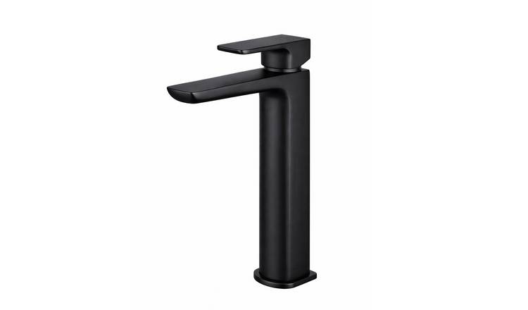 Baridi Tall Deck Mounted Basin Mixer Tap with Clicker Waste - Matt Black