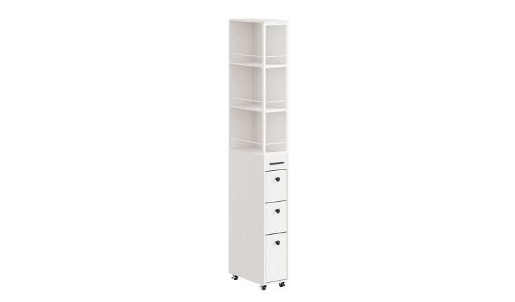 SoBuy 3 Drawer 3 Shelf Narrow Cabinet - Cream White