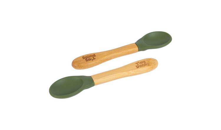 Tiny Dining Bamboo Silicone Tip Spoons - Olive Green