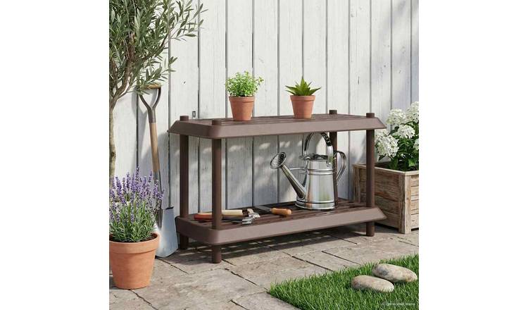 Walplus 2 Tier Shelving Unit - Brown - 100 x 40 x 55.5 cm