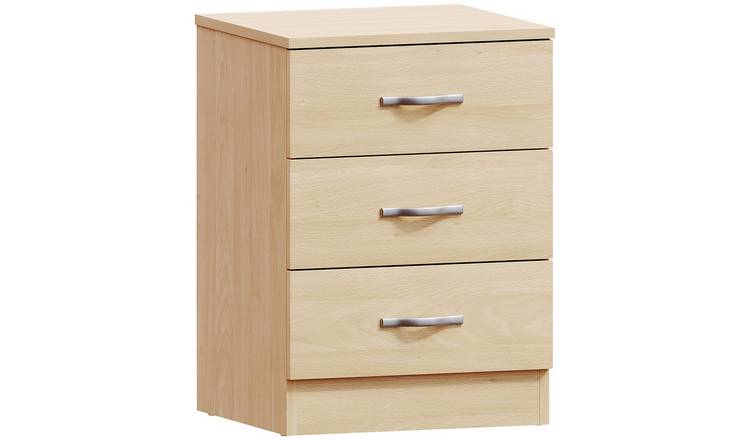Vida Designs Riano 3 Drawer Bedside Chest - Pine