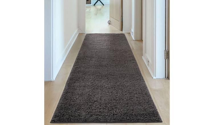 The Rugs Dark Grey Myshaggy Plain Shaggy Runner Rug - 80 x 300cm