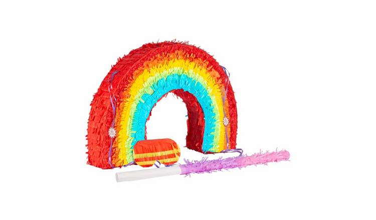Fax Potato 3 Piece Rainbow Pinata Set with Stick & Blindfold