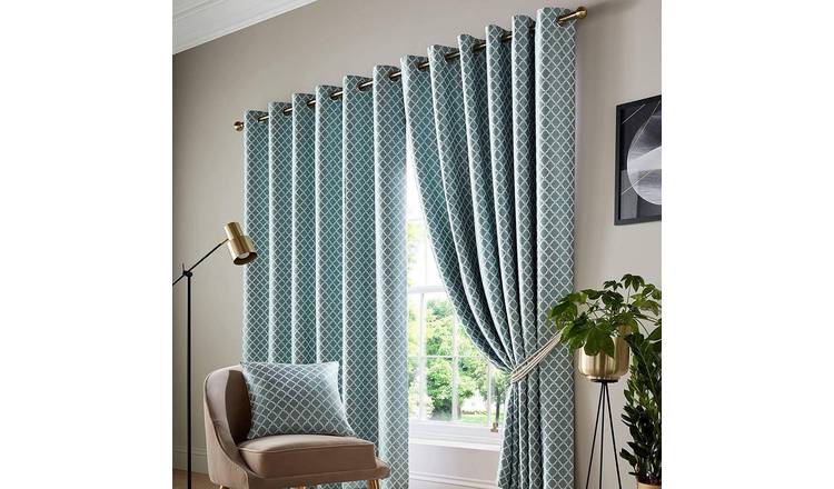 Alan Symonds Cotswold Eyelet Curtains - Teal - 168 x 183cm