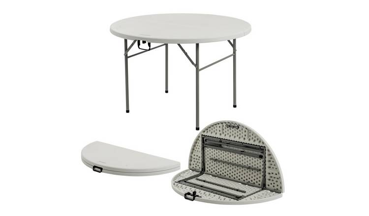 Harbour Housewares Round Folding Trestle Table - 120cm - White