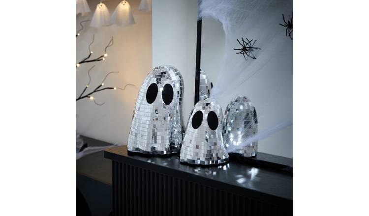OHS 2 Pack Halloween Ghost Disco Balls - Silver
