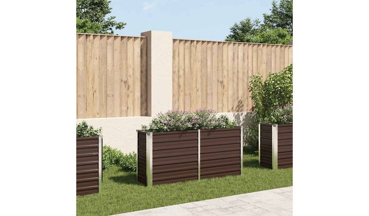 Walplus Galvanised Steel Raised Garden Bed - Brown - 160 x 40 x 77 cm