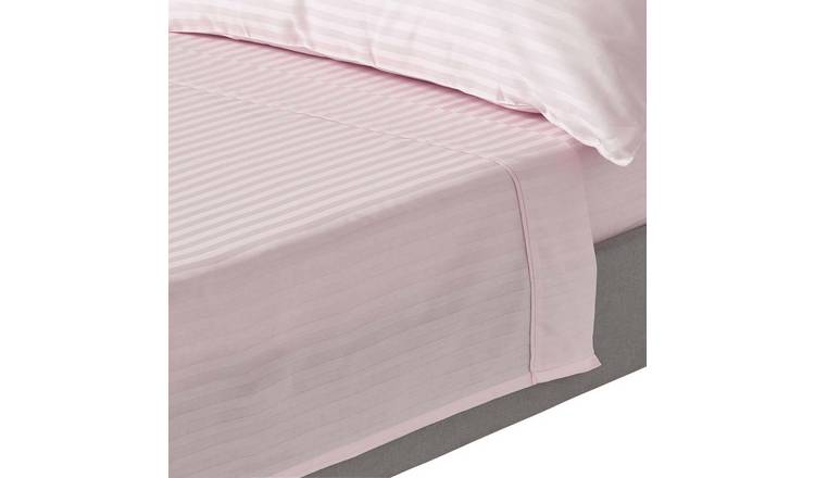Homesapes Egyptian Cotton Dusty Rose Satin Stripe Flat Sheet - Double