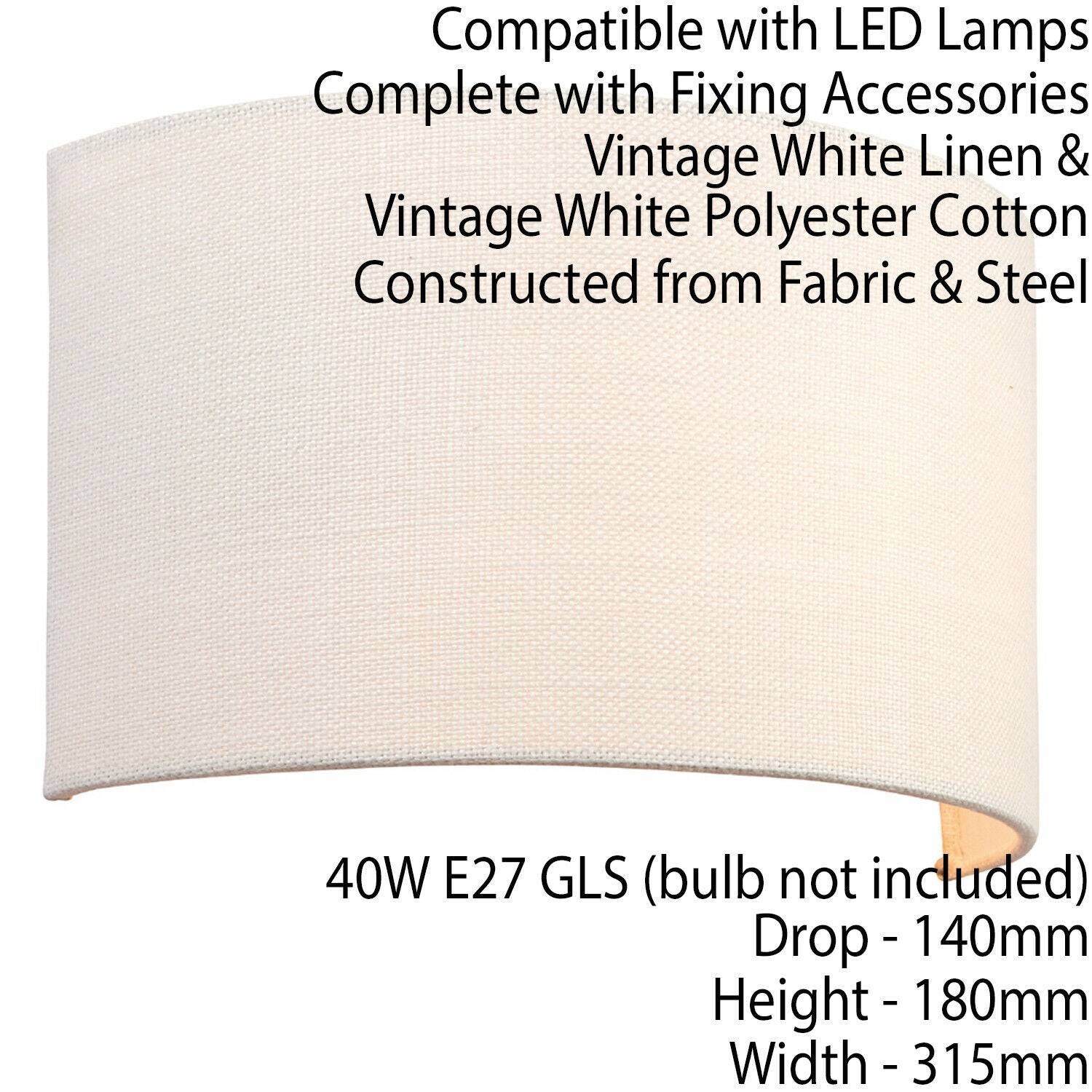 Loops Direct Fabric and Steel Wall Light - Vintage White - Image 4