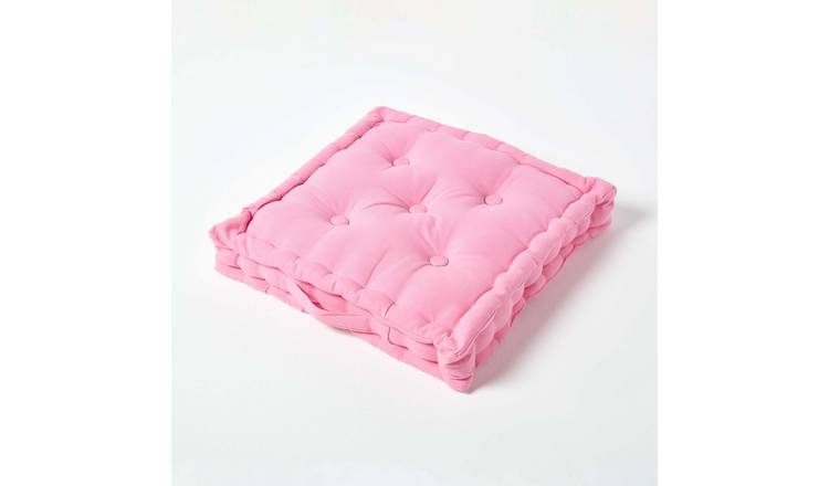 Homescapes Cotton Floor Cushion - 40 x 40 cm - Pink