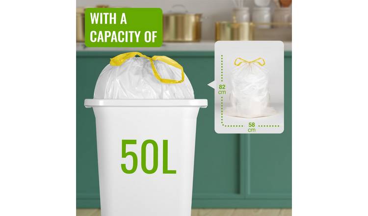 EcoBag White 50L Vanilla Scented Drawstring Swing Bin Liners - Pack of 15