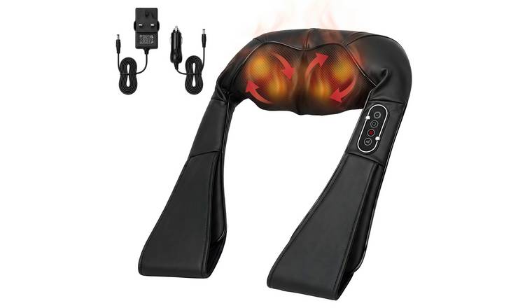 HOMCOM Heated Shiatsu 3D Kneading Neck and Shoulder Massager – Black