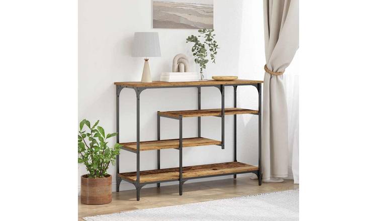 Walplus Shelf Engineered Wood Console Table - Dark Wood - 100 x 35 x 75 cm