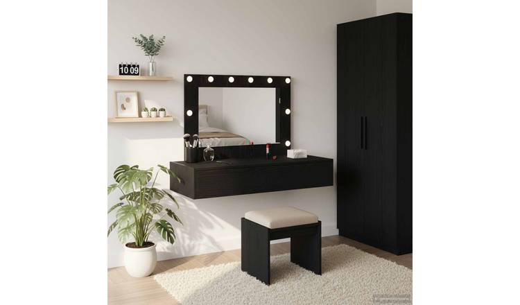 Walplus 1 Drawer Engineered Wood Dressing Table - Black - 100 x 40 x 70 cm