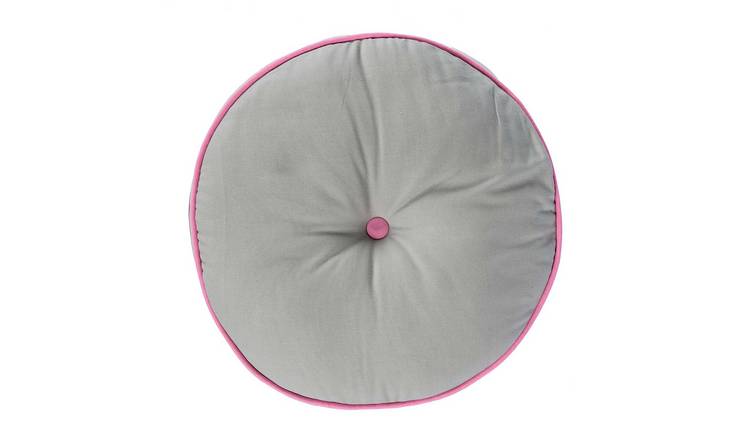 Homescapes Round Floor Cushion - Grey and Pink