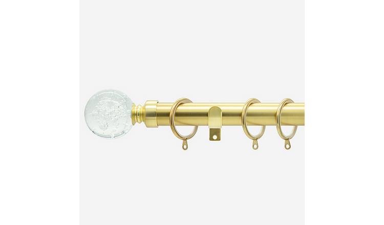 New Edge Blinds Brushed Gold 28mm Bubbles Fixed Metal Curtain Pole - 250cm