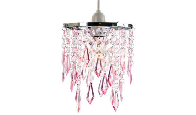 Happy Homewares Pink Waterfall with Acrylic Droplets Pendant Shade - 16cm
