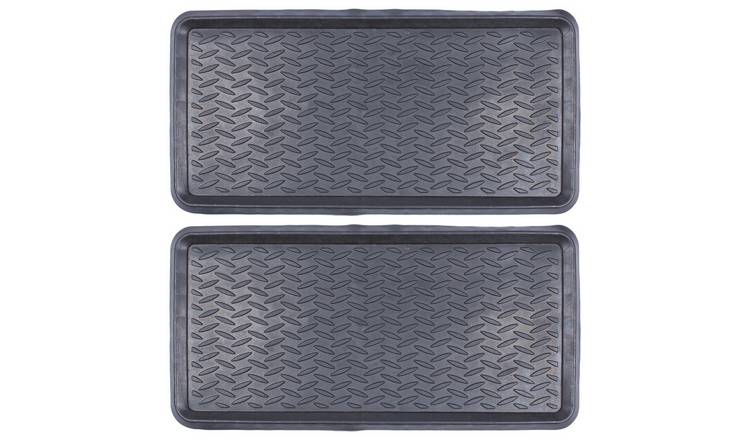 Nicola Spring Heavy Duty Rubber Boot Tray - Black - Pack of 2