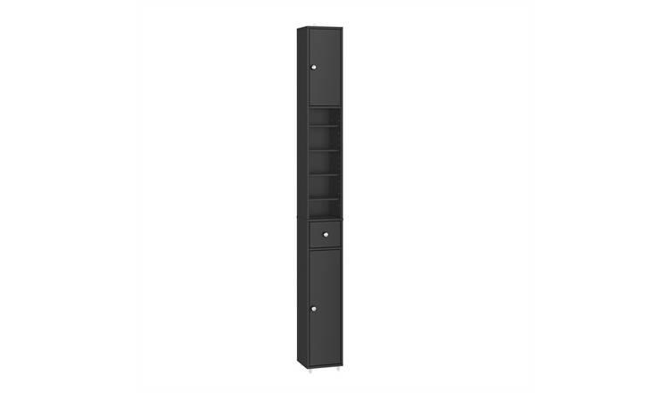 SoBuy 6 Adjustable Shelf Tall Slim Bathroom Storage Cabinet - Dark Grey