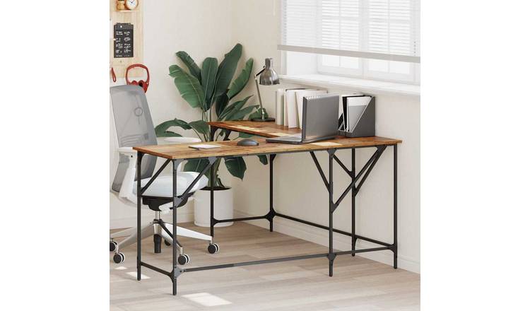 Walplus Engineered Wood Desk - Dark Wood - 149 x 149 x 75 cm
