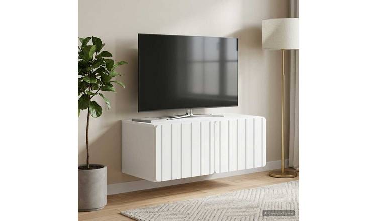 Walplus 2 Door Wall Mounted TV Cabinet - White - 78.5 x 41 x 30 cm
