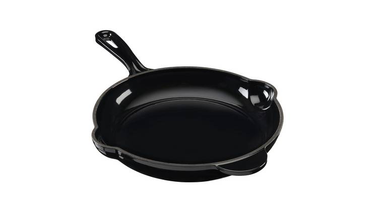 Cooks Professional Cast Iron Frying Pan with Enamel Interior - Black