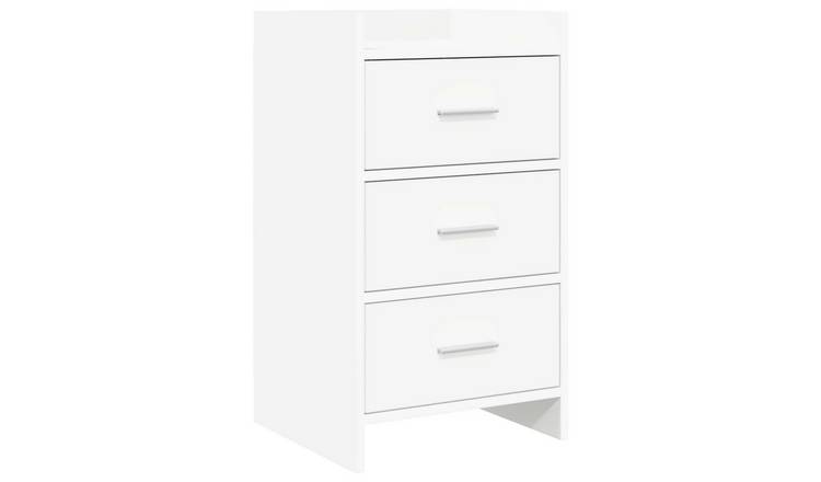 Walplus 3 Drawer Engineered Wood Bedside Table - White - 40 x 36 x 70 cm