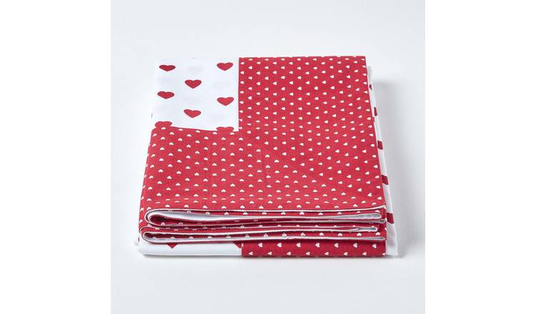 Homescapes Cotton Hearts Throw - 150 x 200 cm - Red