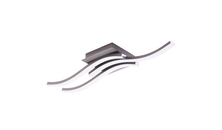 Happy Homewares Grey Triple Wavy Strip Flush LED in Matte Ceiling Light - 67cm
