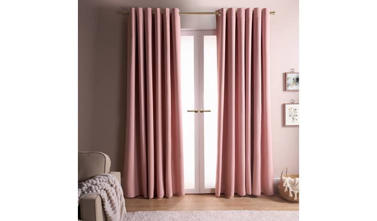 OHS Essentials Plain Eyelet Blackout Curtains 168 x 229cm - Blush