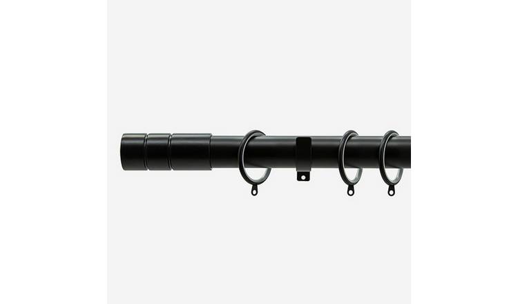 New Edge Blinds Matt Black 28mm Barrel Fixed Metal Curtain Pole - 125cm