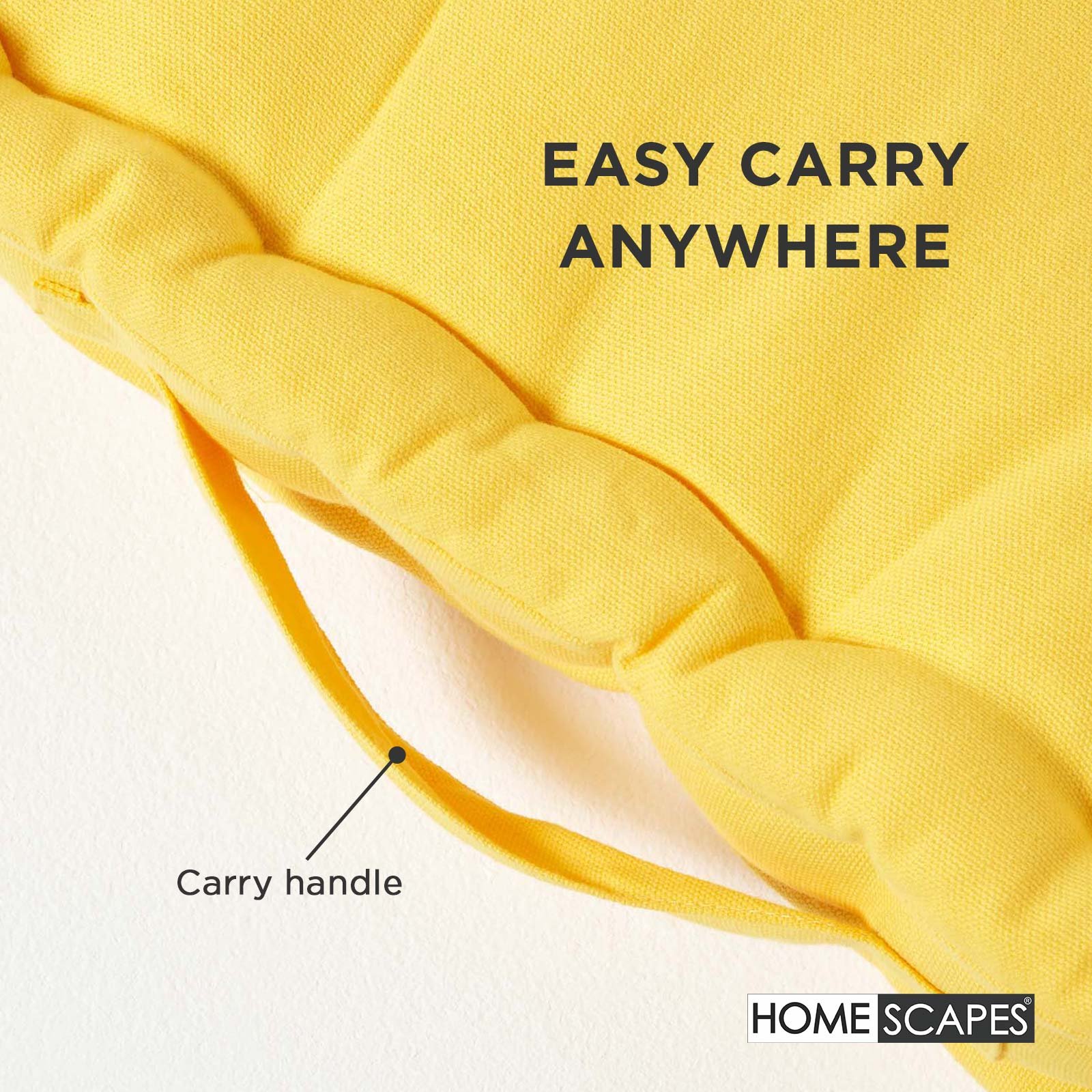 Homescapes Cotton Floor Cushion - 40 x 40 cm - Yellow - Image 5